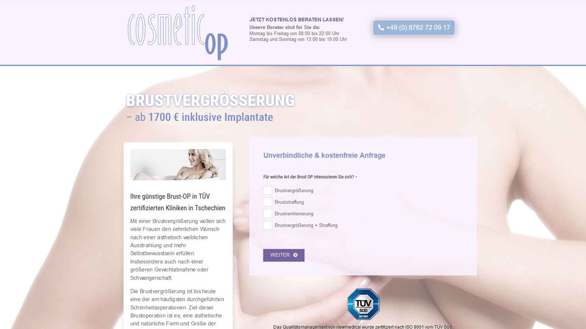 Referenzprojekt: Cosmetic OP — Website von Konrad Griesser